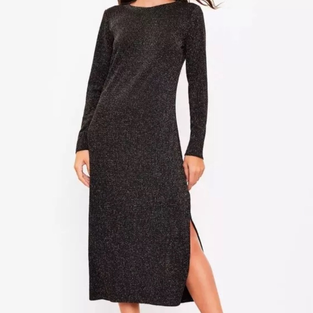 LOFT Midi Multi-Colour Shimmer Knit Dress